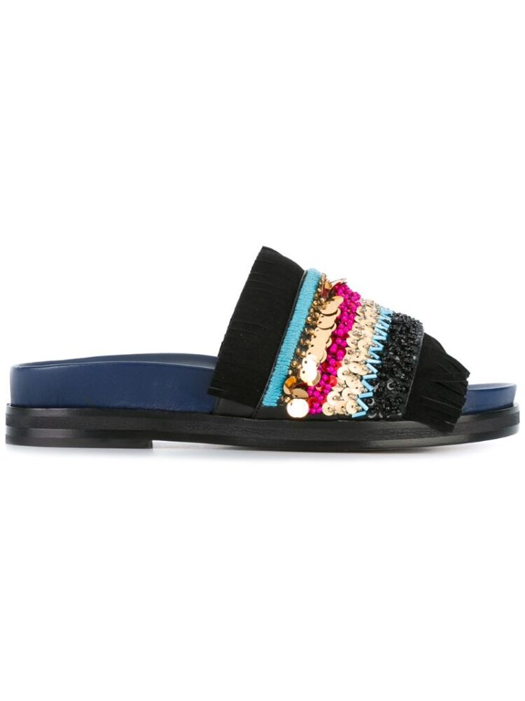 Tory Burch Flache Pantoletten mit Paillett sneakers (zwart)