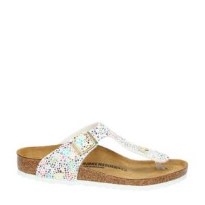 Birkenstock Gizeh slippers met metallics (Wit)